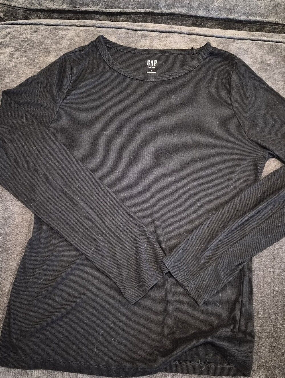 GAP Black Long Sleeve Crew Neck Rib Tee